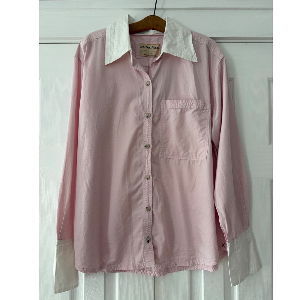 Free People We The Free Prairie Mauve Pink Cotton Button Down Shirt OB2094218 M